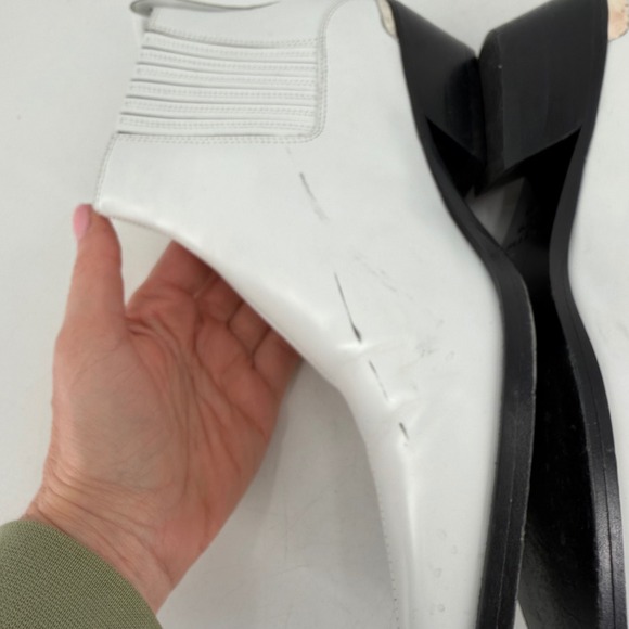 Rag & Bone Westin Boot Women 37.5 White Leather Pointed Toe Western Minimalist - Picture 3 of 13